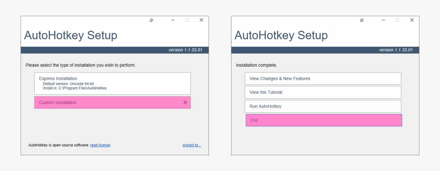 Custom Installationを押すだけ。簡単。