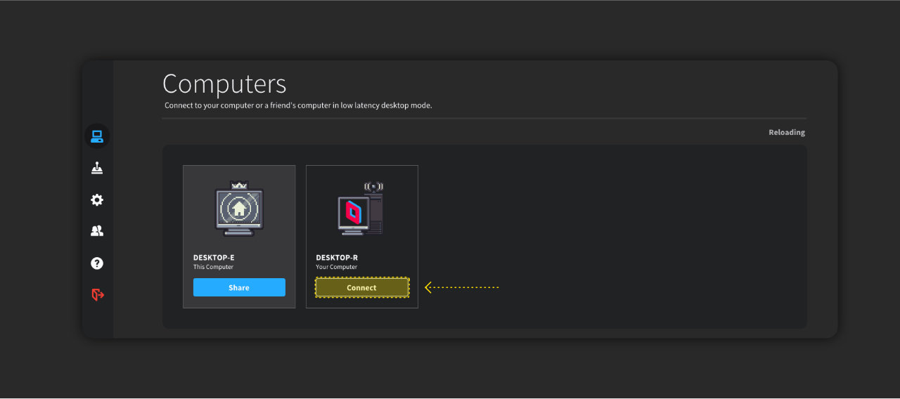 ホストのPCを選んでConnect!!