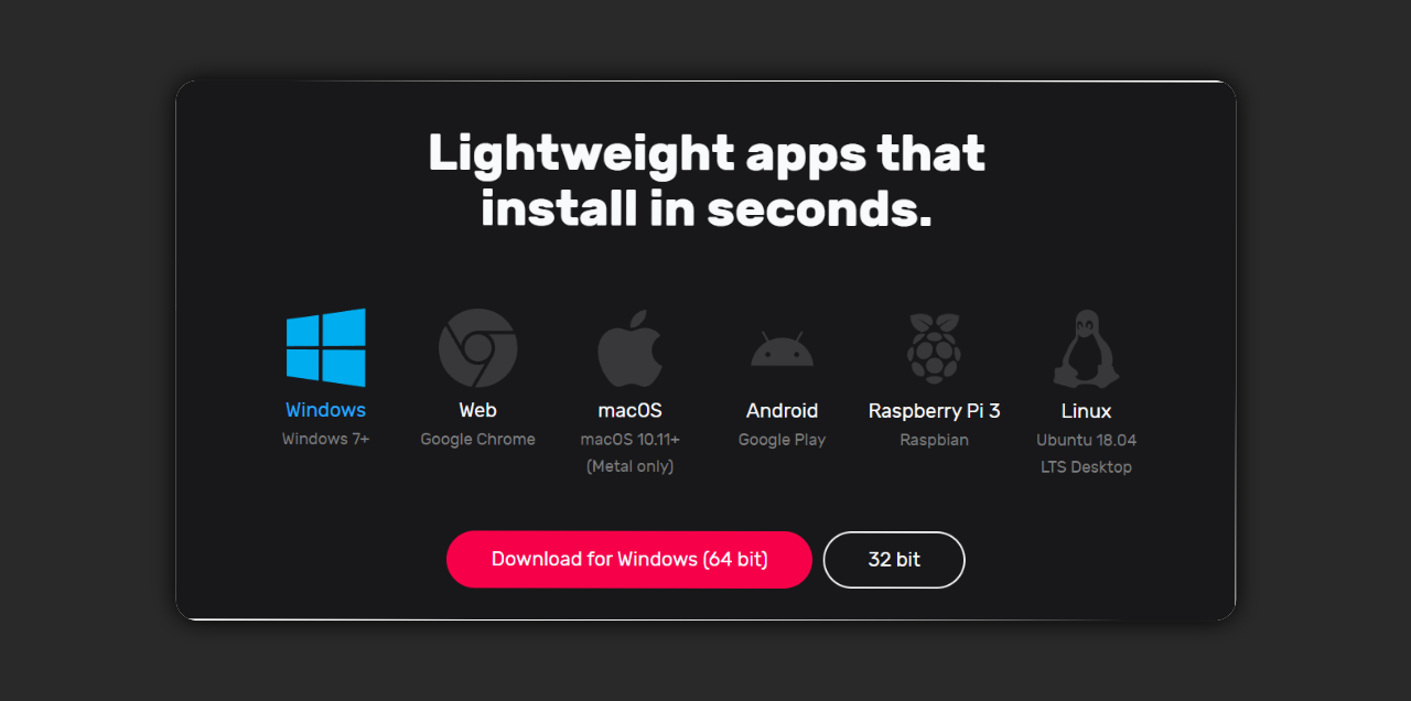 Parsecのダウンロード画面